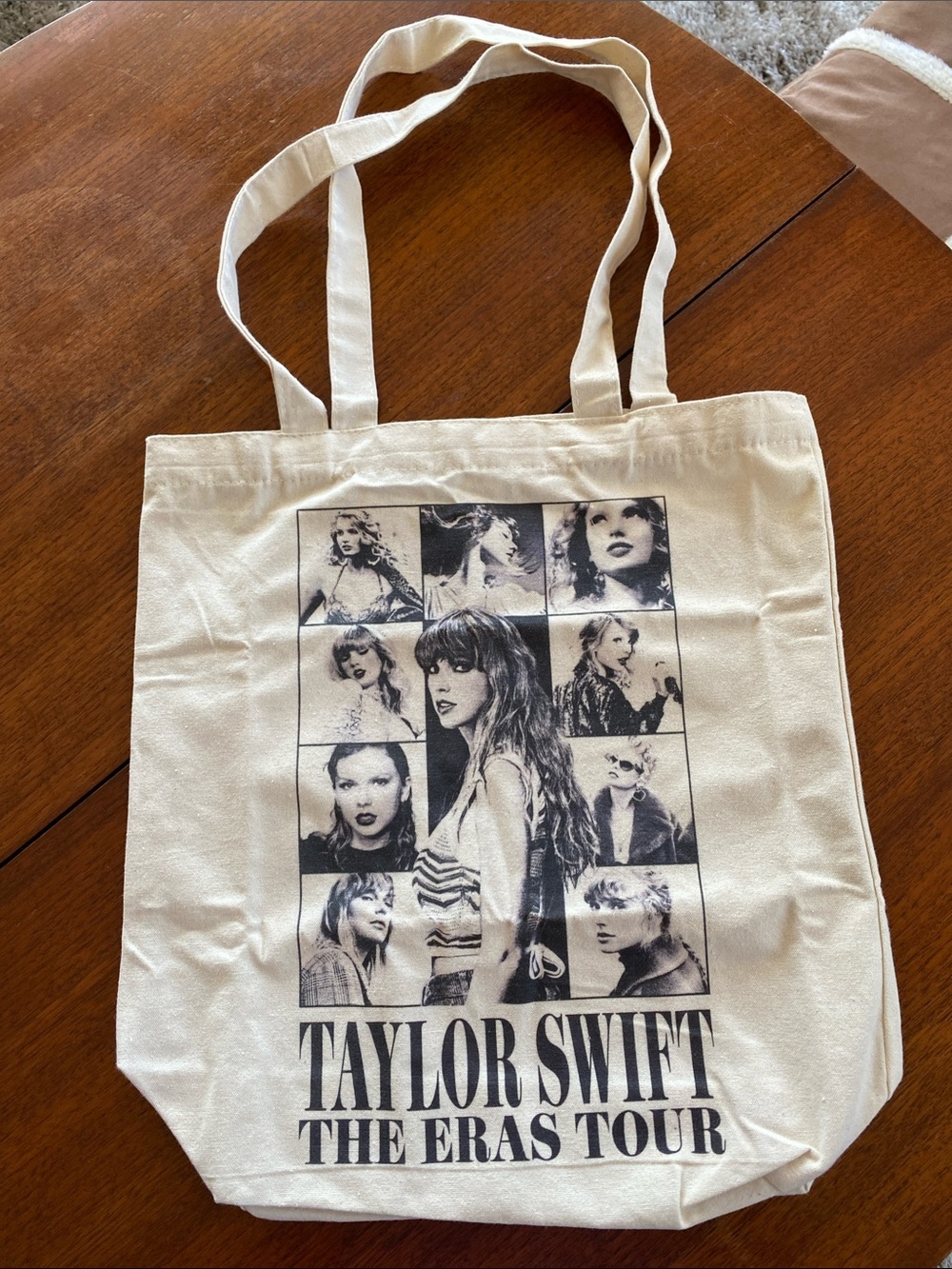 Taylor Swift Canvas Tote Bag in Cream with Graphic Print
